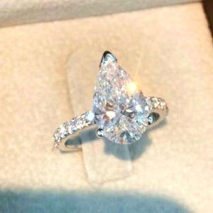 NEW! 925 Silver Pear Shaped 2 Carat Diamond💎 Ring